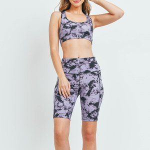 2 Piece Tie Dye Activewear Set - Bike Shorts and Sports Bra